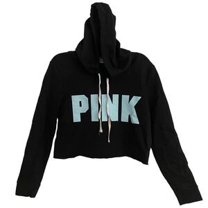 Pink Victoria’s Secret Hoodie Size S Black Cropped Sweatshirt Large Mint Logo